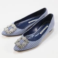 MANOLO BLAHNIK 18SS ハンギシフラット ギンガムチェック 35 - メルカリ