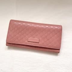 グッチ 長財布 オーガナイザー マイクロシマ GG レザー ピンク 1211-②
