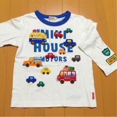 ミキハウス★プッチーと車ワッペンいっぱい長袖Tシャツ 110cmのサムネイル