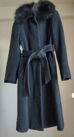 美品］23区 カシミヤ混 ブルーFOXファー ロングコート - メルカリ
