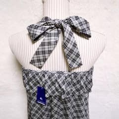 新品タグ付 BURBERRY ブルーレーベル チェック 2wayリボントップス
