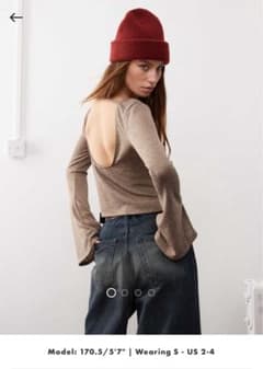 ！最終値下げ！ASOS ブラウン フレアスリーブ Tシャツ Sサイズのサムネイル