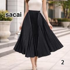 sacai サカイ　ブラック ジップアッププリーツスカート　黒 sacai サカイ ブラック ジップアッププリーツスカート 黒 - メルカリ