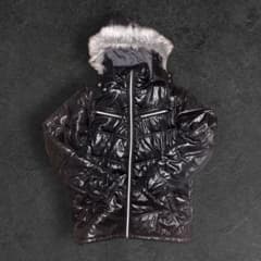 y2k 00s パファージャケット ライダース 黒 光沢 短丈 ファー 3way y2k 00s パファージャケット ライダース 黒 光沢 短丈 ファー 3way