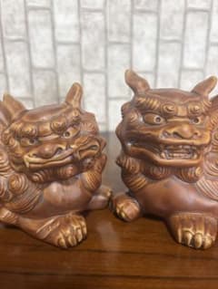 陶器製 獅子 置物 2体セット