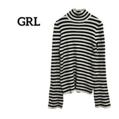 グレイル/ GRL 長袖ニット ハイネック トップス ボーダー 黒白 Sサイズ