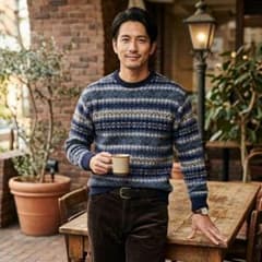 G8545*ヘンリーコットンズ☆ニット☆セーター☆フェアアイル☆ネイビー☆ウール G8545*ヘンリーコットンズ☆ニット☆セーター☆フェアアイル☆ネイビー