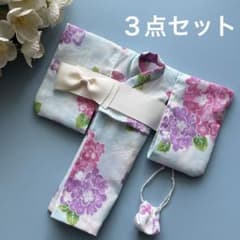22cmドール服 浴衣3点セット〈水色 あじさい〉 - メルカリ