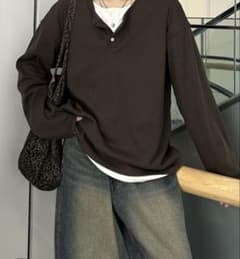 yolo フェイク2ピースロングTシャツブラウン Lサイズのサムネイル