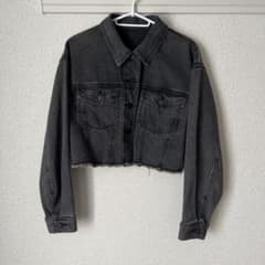ダークグレー クロップドデニムジャケットのサムネイル
