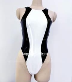 Competitive Swimsuit, Cosplay, Campaign Girl, High-Leg, Cross-Back Leotard, White & Black