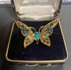 375刻印 9K 9金　バタフライブローチ　アンティーク　イギリスジュエリーのサムネイル