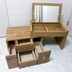 日本製 伸縮ドレッサー ミラー・収納・2口コンセント付 永野家具工業 日本製 伸縮ドレッサー ミラー・収納・2口コンセント付 永野家具工業