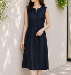 Pop Tea [M] Sleeveless Tunic Dress, Skipper Style, Black, Made in Japan
