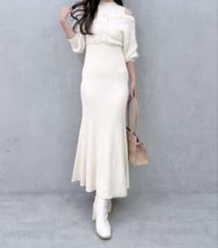 MERCURYDUO】ツイードニットカーデドッキングマーメイドニット