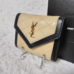 レア美品✨サンローラン◇RFIDレター型三つ折り財布　キルティングバイカラー レア美品✨サンローラン◇RFIDレター型三つ折り財布 キルティングバイ