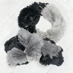 美品✩伊太利屋✩レッキス✩ファーショール✩ブラック✩ふわふわ✩柔らか 新品未使用☆伊太利屋 レッキスラビット 細ストール 黒とグレーの