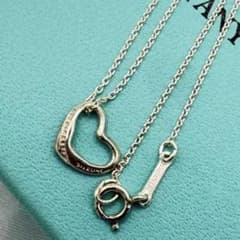 美品 Tiffany&Co. ミニ オープンハート11㎜ネックレス付属品付き 