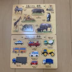 木製パズル 動物と乗り物 2枚セットのサムネイル