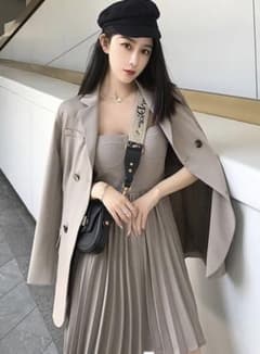 【19mer.】プリーツドレスシックワンピース×ジャケットセットアップのサムネイル