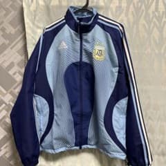 adidas アルゼンチン　ナイロンジャケット　ブルー、ネイビー adidas アルゼンチン ナイロンジャケット ブルー、ネイビー - メルカリ