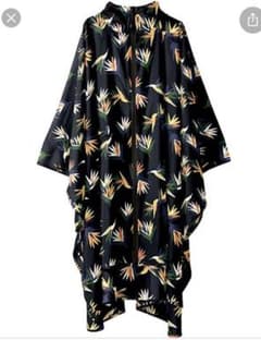 KIU レインポンチョ 南国花鳥 ブラックのサムネイル