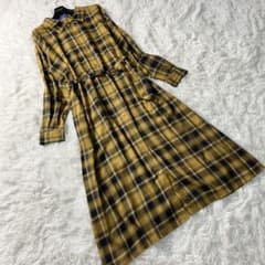 【極美品】ブルーレーベルクレストブリッジ チェック柄シャツワンピース　イエロー 極美品】ブルーレーベルクレストブリッジ チェック柄シャツワンピース