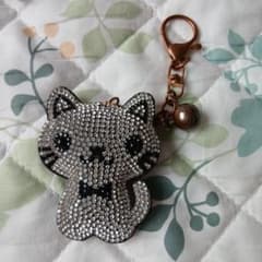 ラインストーン 猫 キーホルダーのサムネイル