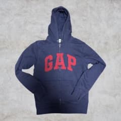 00s oldgap フェード ネイビー ロゴドン ジップアップパーカー 良配色