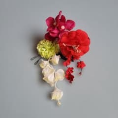 髪飾り 4点セット 花飾り ヘアアクセサリー 浴衣 着物 キッズのサムネイル