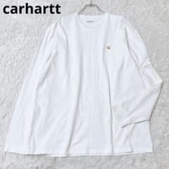 カーハート　長袖Tシャツ　ロンT　ホワイト　ワンポイント　シンプル　ロゴ