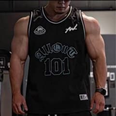 オールアウトAll OUTノースリーブトレーニングウェアバスケットシャツ 