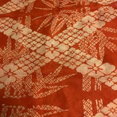 ハンドメイド はぎれ 生地 梅と竹柄 朱赤 - 4