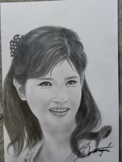 鉛筆画 老女の肖像 松原智恵子さんA3 - メルカリ