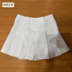 美品 GRL ツイード調 プリーツミニスカート ホワイト 白のサムネイル