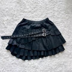 PUTUMAYO プトマヨ プリーツミニスカート ダブルベルト ブラック