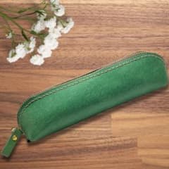 本革 ペンケース 筆箱 グリーン ビジネス マルゴー ハンドメイド コンパクトのサムネイル