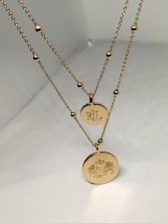 未使用 ローレンラルフローレン 2連ネックレス ゴールド 刻印 