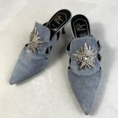 美品 RogerVivier スエード ビジュー ミュール 36 ロジェビビエ