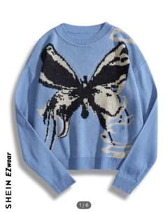 SHEIN ブルー セーター ニット蝶々のサムネイル