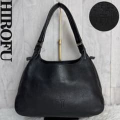 美品♡HIROFU ヒロフ Hロゴ レザー ホーボー ショルダーバッグ シボ革 