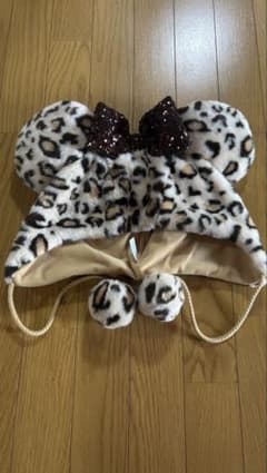 ヒョウ柄ファー帽子 リボン付きのサムネイル