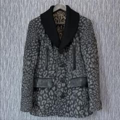 【Roen】ロエン スカル＆レオパード柄 スタッズトラックジャケット y2k Roen スカル スタッズ レザー切替 ウール ヒョウ柄 レオパード