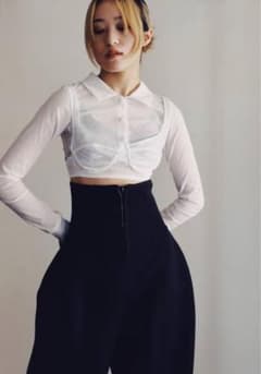 フミカウチダ ショート丈 シアーシャツ 2024SS ホワイト 38