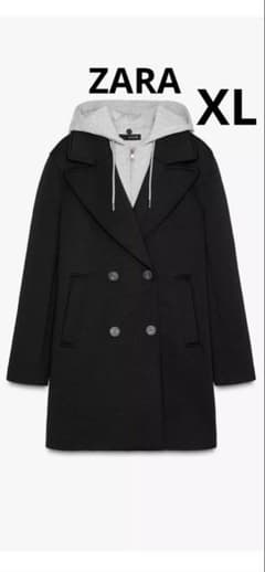 ZARA デタッチャブルフードコントラストコートのサムネイル