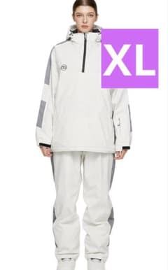 訳アリ新品⭐️スノーボードウェア 上下セット スキーウェア ハーフジップ XL 白 訳アリ新品⭐️スノーボードウェア 上下セット スキーウェア ハーフ