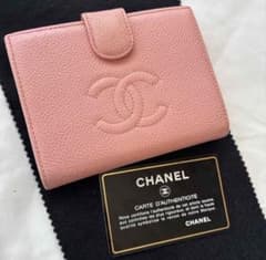 CHANEL 二つ折り財布 ピンク キャビアスキン ココマーク - メルカリ