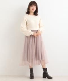 りす様専用 マジェスティックレゴン チュールドッキング ニットワンピースのサムネイル