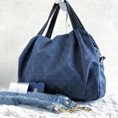 未使用級 2way】ラシット ハンドバッグ ネイビー 紺 モノグラム 総柄