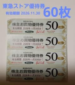 東急ストア お買物優待券 60枚 有効期限 2026.11.30のサムネイル
